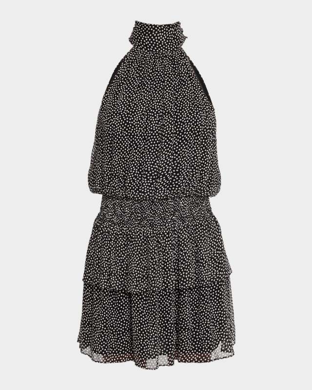 Luana Polka Dot Tie-Neck Mini Dress